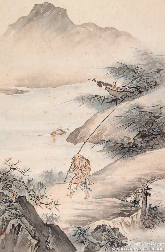 【 陈少梅 《人物山水图》】陈少梅的山水,人物成就非常高,在艺术上