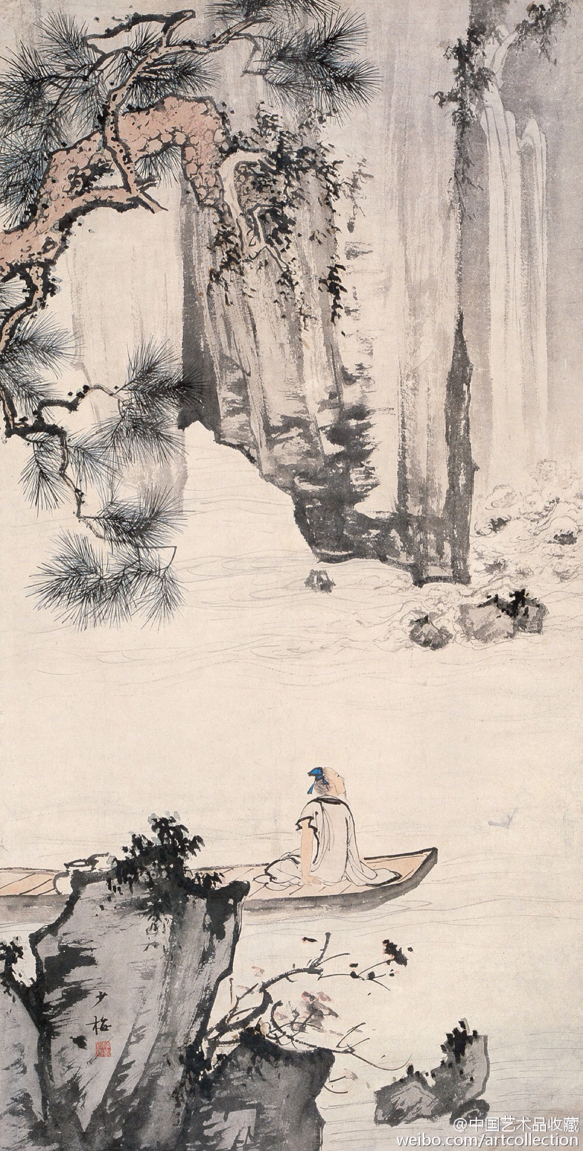 【 陈少梅 《人物山水图》】陈少梅的山水,人物成就非常高,在艺术上