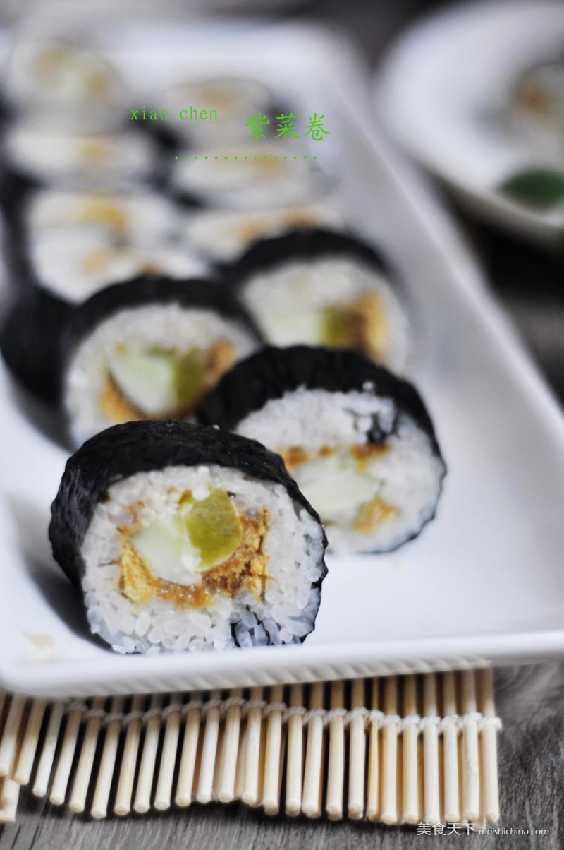 紫菜卷(寿司 原料:紫菜大米糯米沙拉酱千岛酱 司醋黄瓜萝卜肉松.