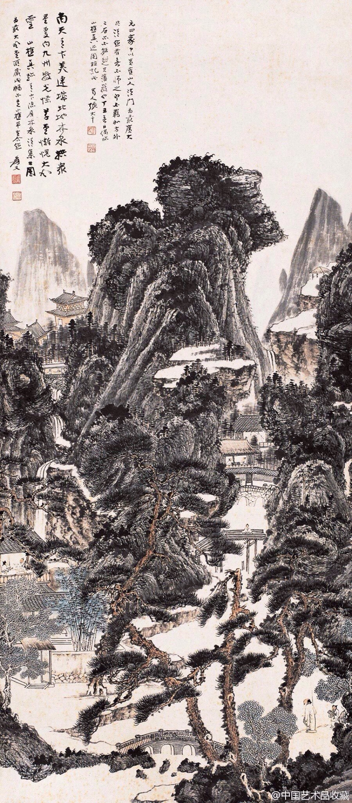 【 张大千 《江山无尽》 】张大千一生作画勤奋,其创作的精品,难以