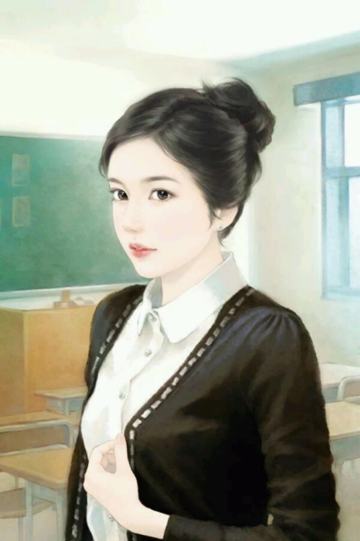 手绘现代美女