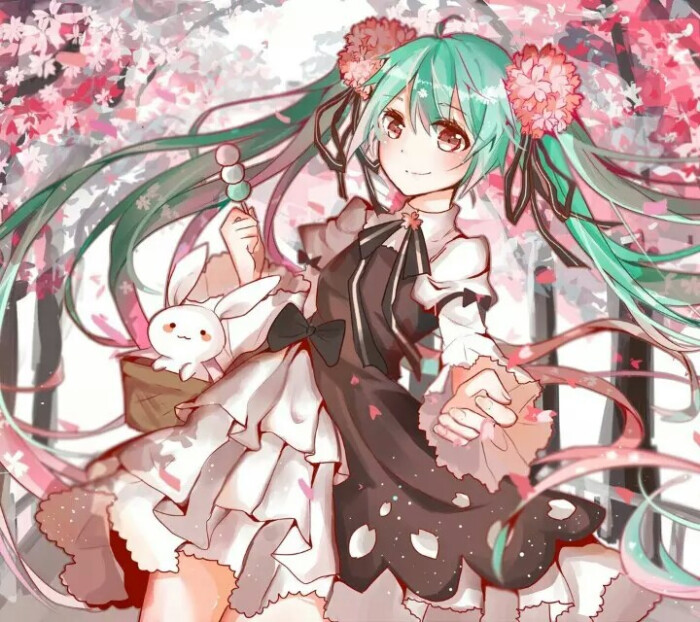 二次元 壁纸 头像 手绘 动漫 少女 初音 兔子