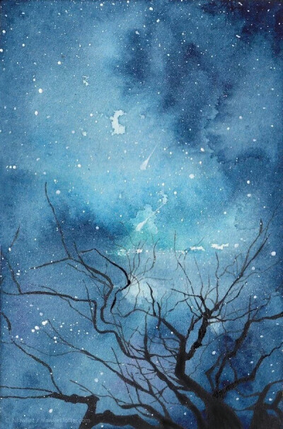 收集   点赞  评论  插画 风景 人物 森系 手绘 水彩 涂鸦 星空 唯美