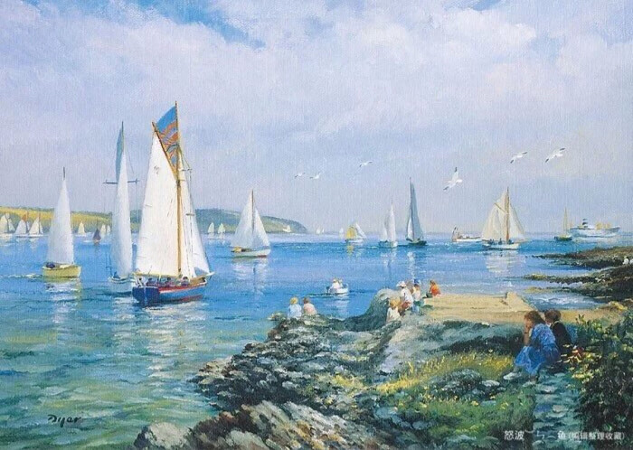 英国艺术家泰德 ted dyer海边油画风景欣赏图片