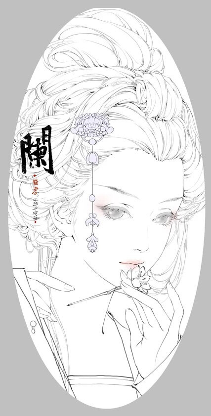 古风,壁纸,手绘,线稿
