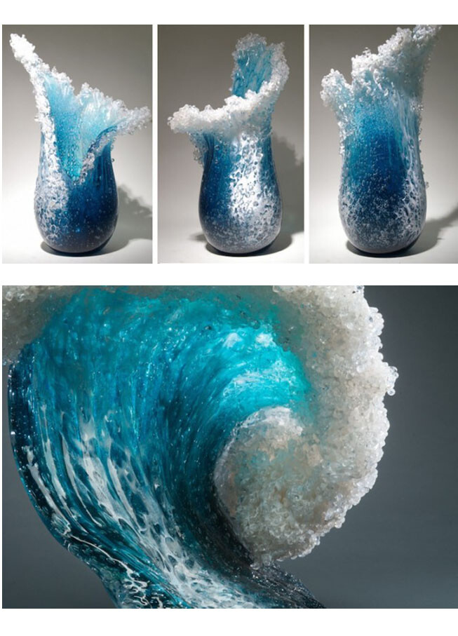 用海浪的样子做成花瓶和摆设,好看但是不耐看啊
