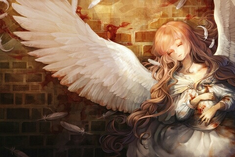 二次元,手绘插画, 天使少女,壁纸 !