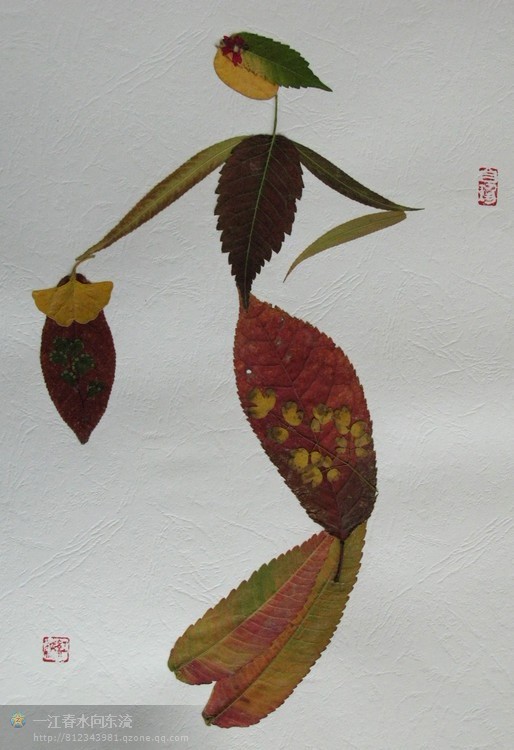 树叶贴画~人物图片