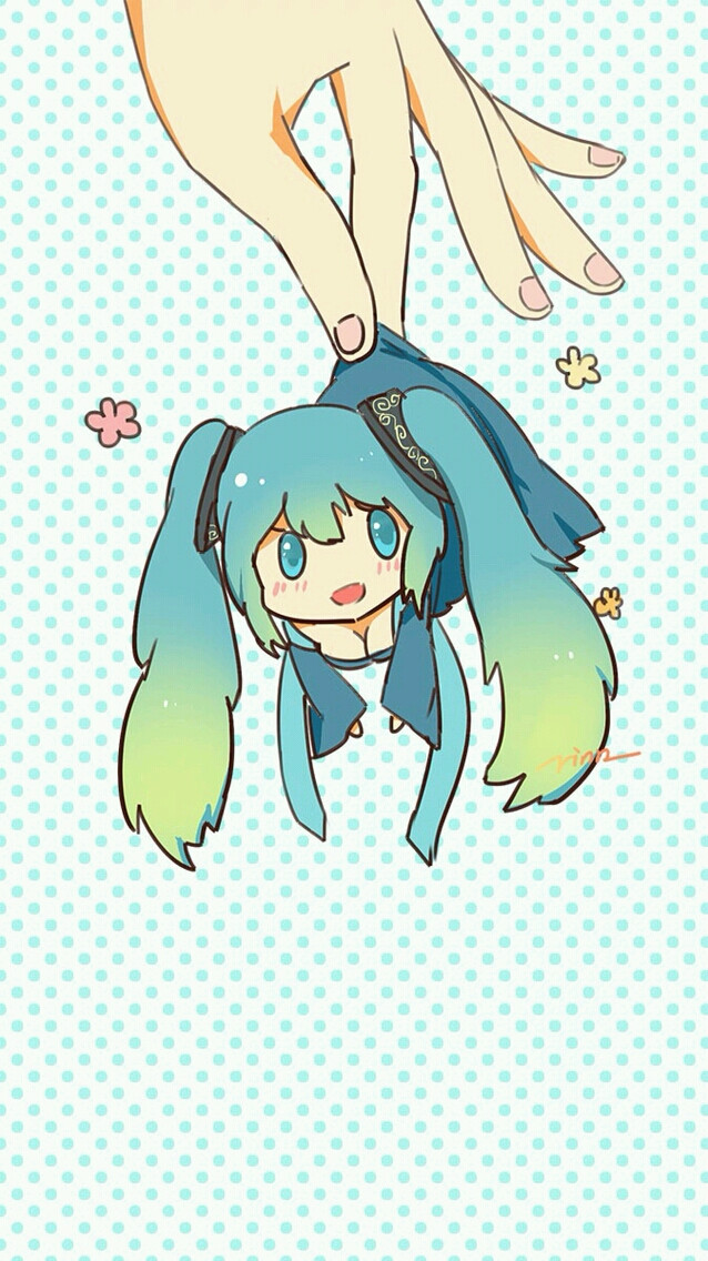 动漫壁纸 萌系 初音未来 q版 动漫女头 插画 二次元