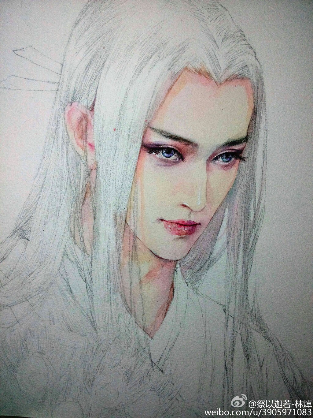 [cp]@祭以迦若-林焯: #流火绯瞳杀阡陌##水彩插画##演员马可杀阡陌