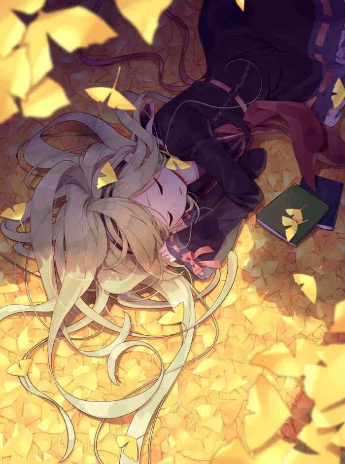 【侵权致歉】少女#pixiv#插画#唯美#动漫#二次元#清新#p站#美腻#落叶