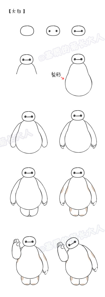 萌萌哒大白(●—●)绘画 【来源:基质的菊花大人】