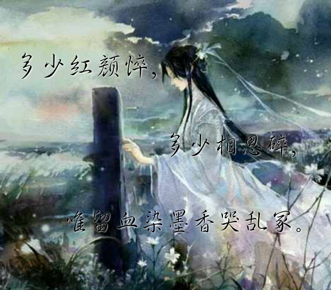 多少红颜悴,多少相思碎,唯留血染墨香哭乱冢.