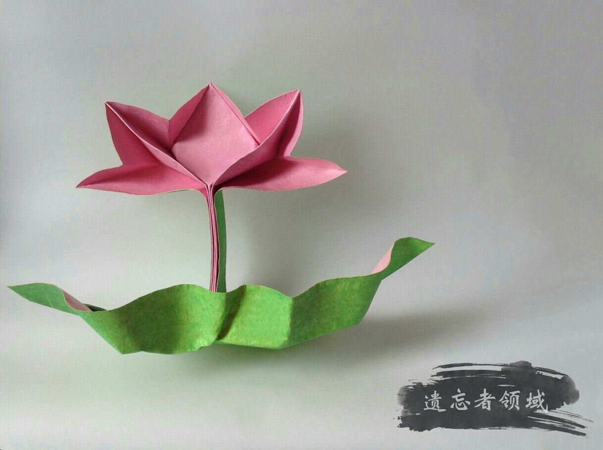 折纸htq荷花 一纸成型,不剪不切.