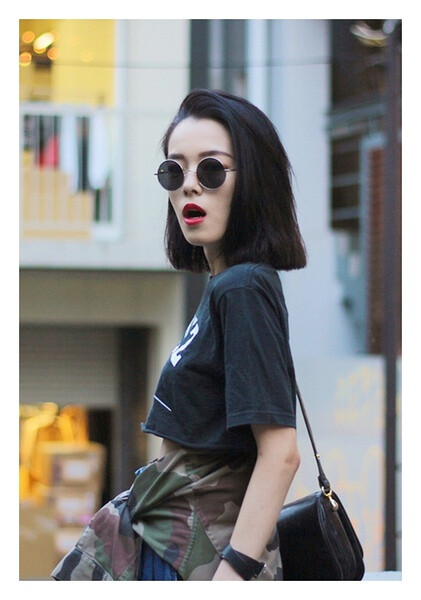 短发长发盘发辫子发型hairstyle染发-堆糖,美桃心型齐刘海图片