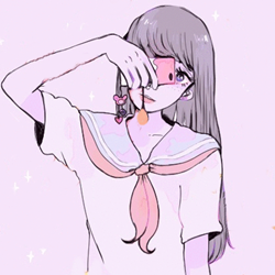 二次元女生头像☆动漫☆长发☆半脸☆制服