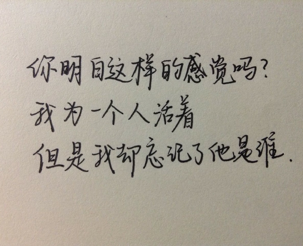 你明白这样的感觉吗? 我为一个人活着 但是我却忘记了他是谁.