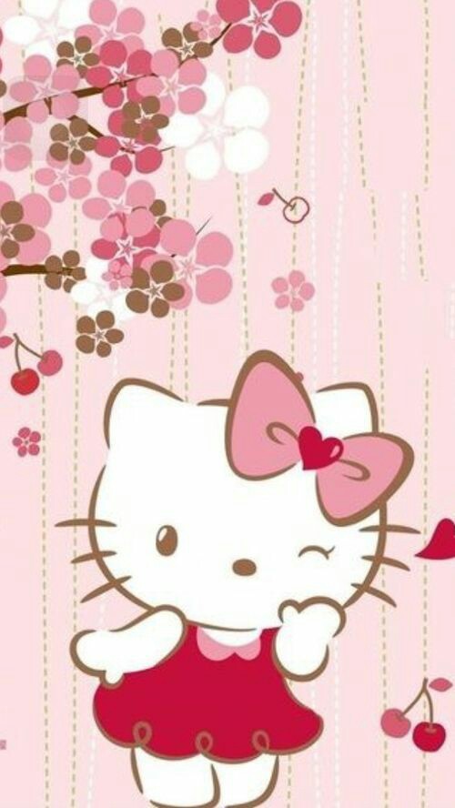 樱花下的hellokitty 锁屏壁纸 背景壁纸