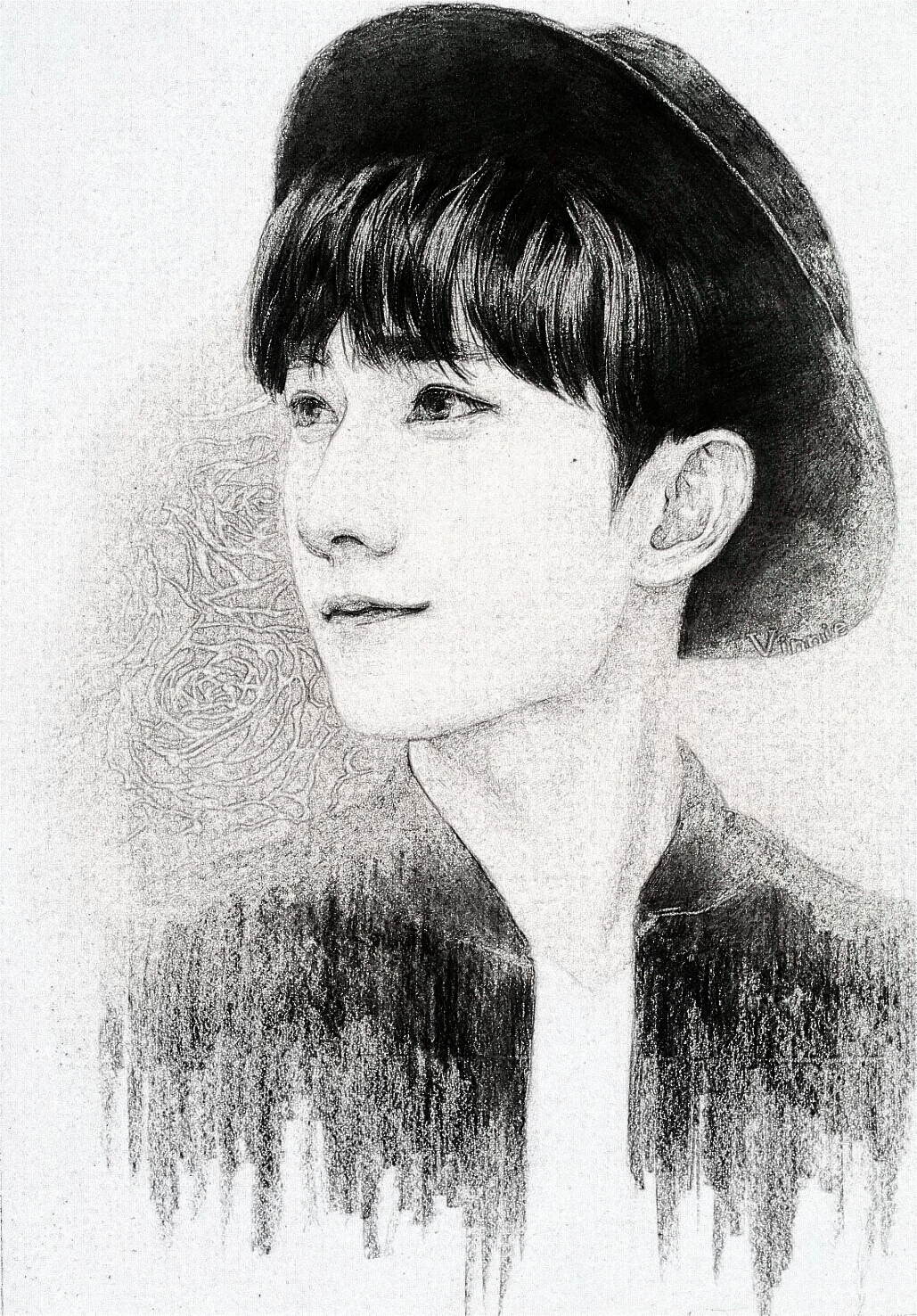 杨洋 素描手绘 花儿与少年