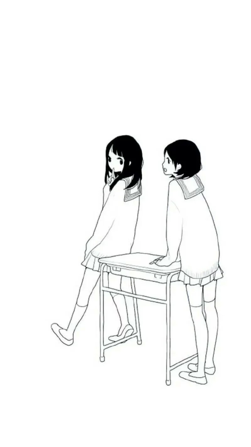 少女#闺密组#水手服#上色线稿#橡皮章素材#头像#壁纸