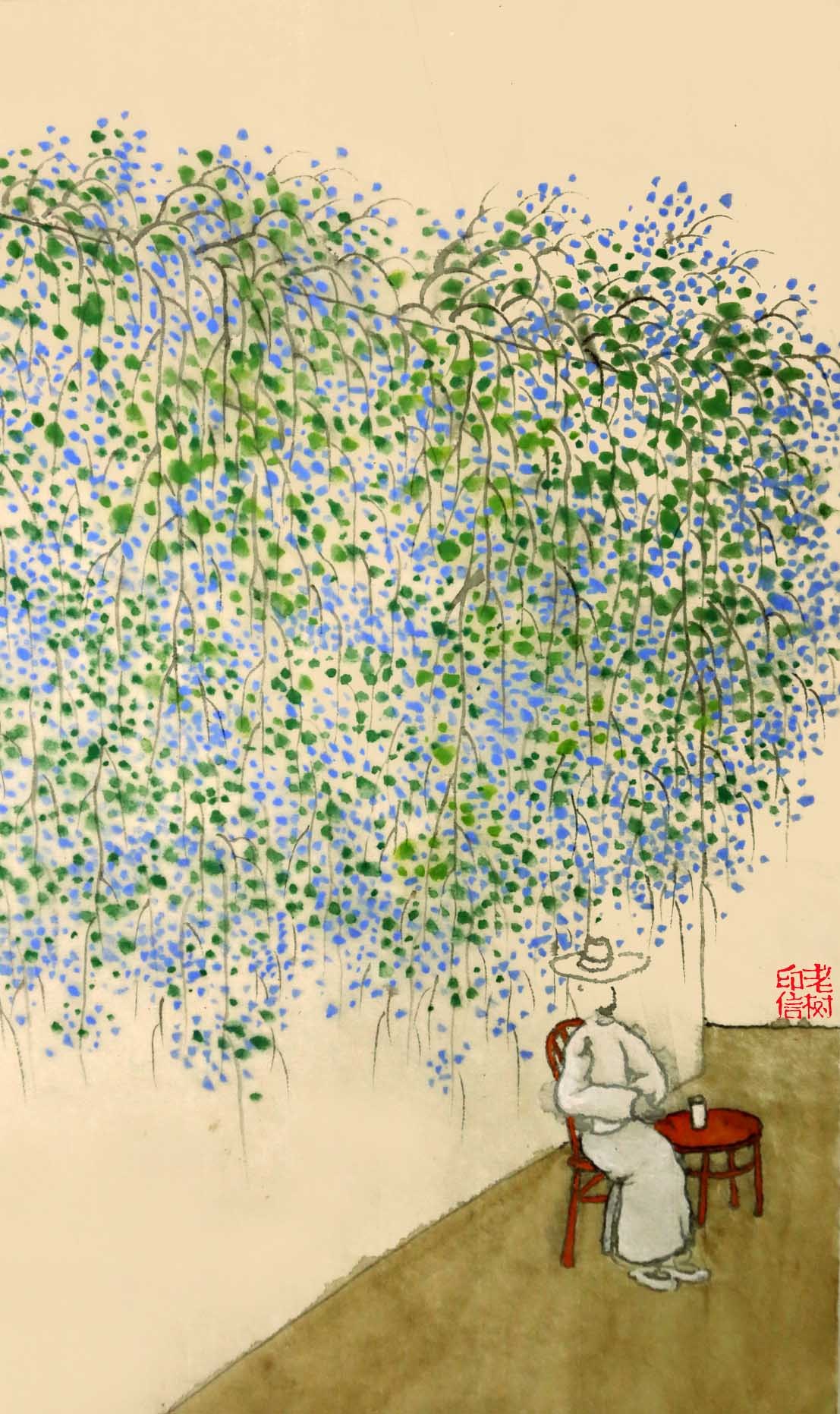 「 老树画画 」. 春天里的花,夏日里的花,秋风里的花,开不过心中的花.