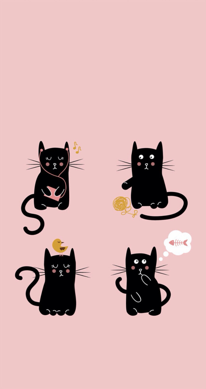 日韩手绘 猫咪创意壁纸