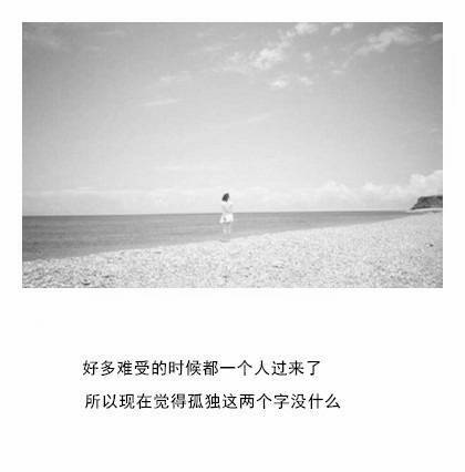 好多难受的时候都一个人过来了 所以现在觉得孤独这两个字没什么
