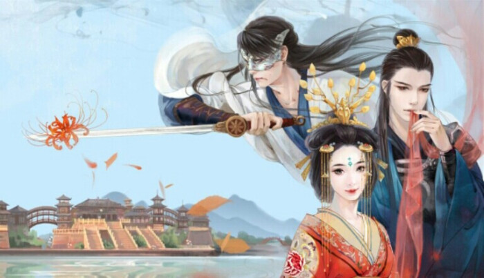 游龙美男子古风古风中美女手绘水墨插画水彩古装剧电视剧国风惊凤电视剧v游龙看图片