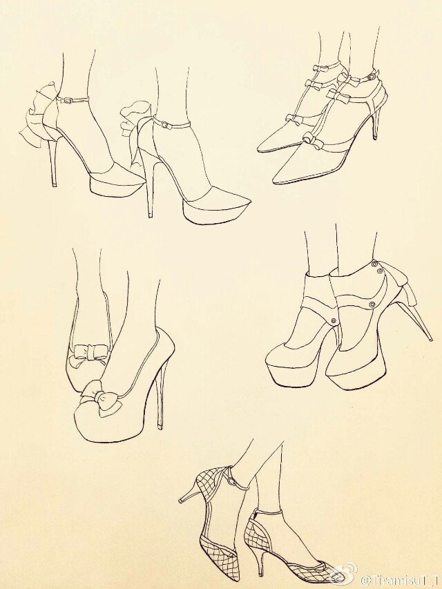 高跟鞋素描画法步骤图片
