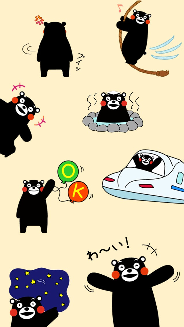 kumamon 熊本熊 简约 清新 可爱 涂鸦 壁纸分享