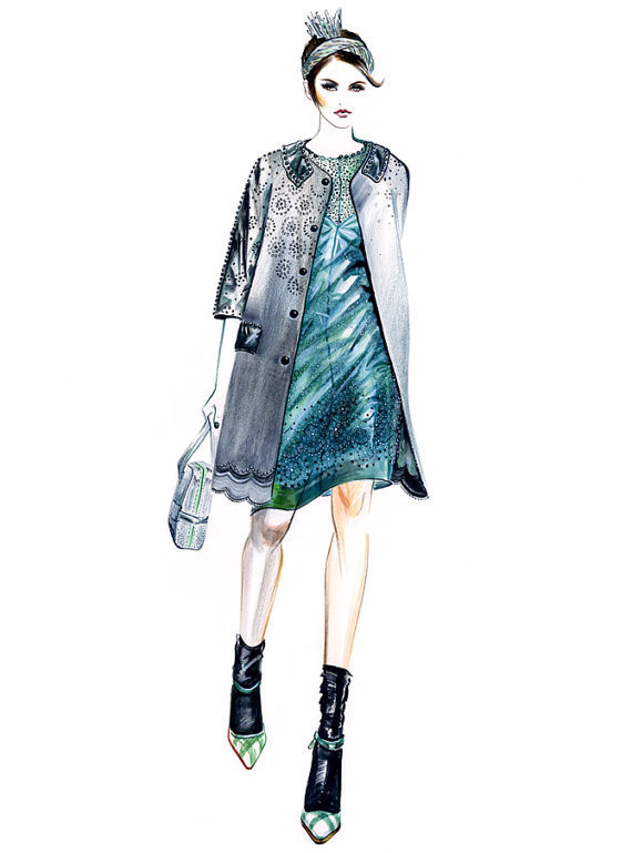 『那些大师们的手绘婚纱礼服服装设计图』@怪兽m