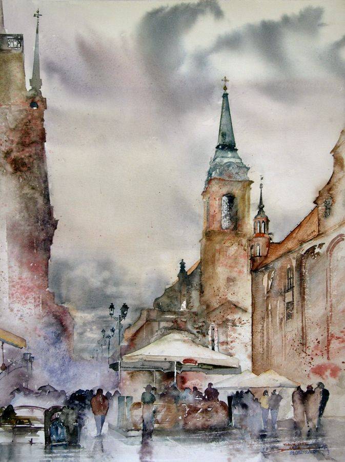 城市水彩画作品‖ 插画师minh dam图片