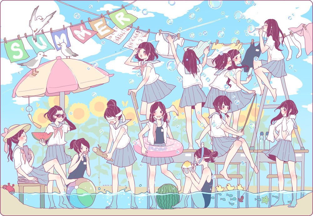 校园生活 插画 二次元 校服控 唯美/侵删