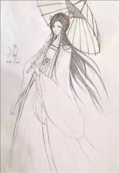 手绘哑舍 白蛇伞