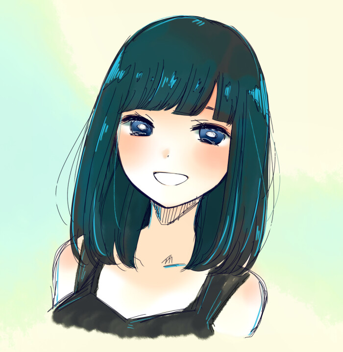 插画 二次元 动漫女头 文艺控 唯美 中长发控/侵删