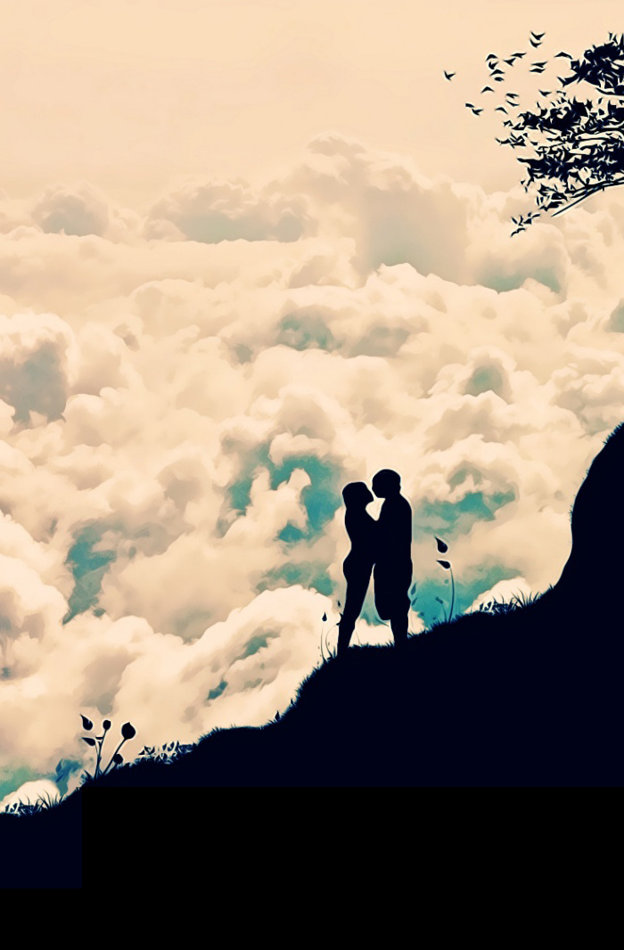 【彩色壁纸】欧美,情侣,拥抱,云,天空