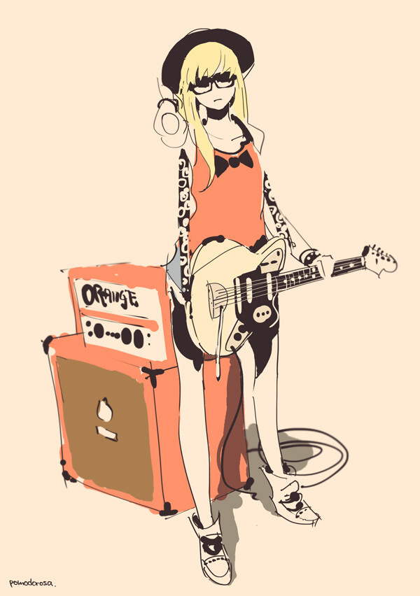 乐器与少女之电吉他 p站 侵删 动漫 二次元 漫画 萌妹子 萝莉 音乐