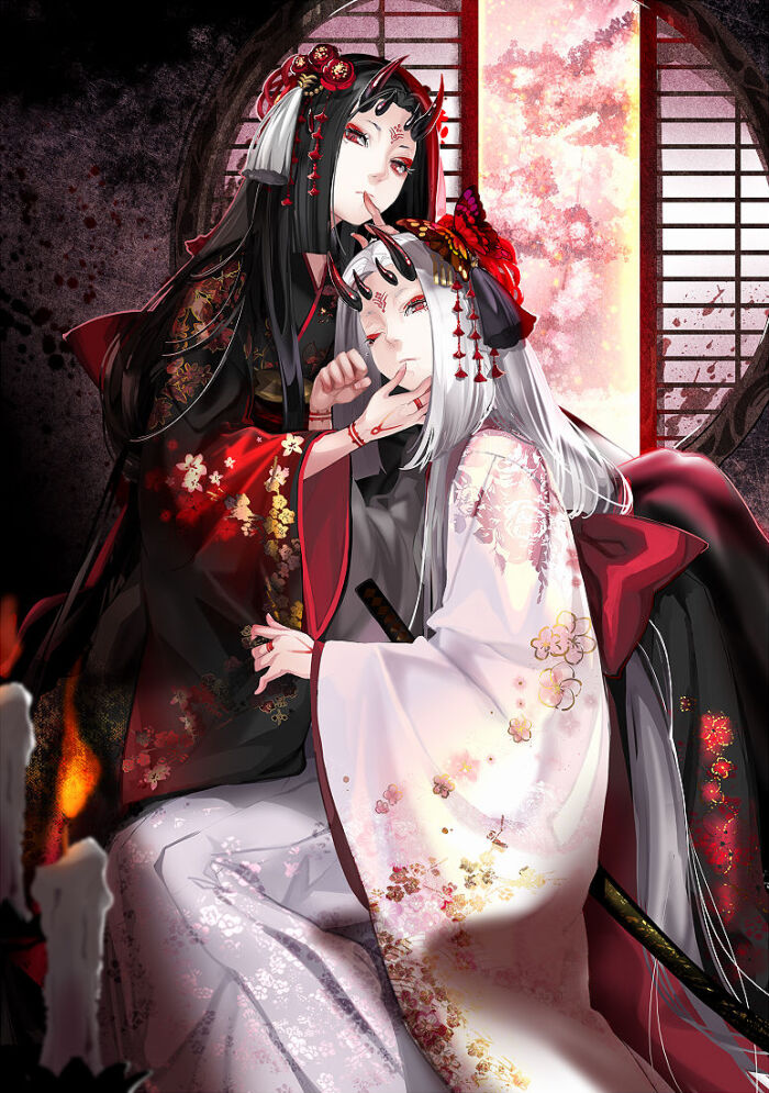 p站, 插画,动漫 二次元 手绘 ,百合,gl,les