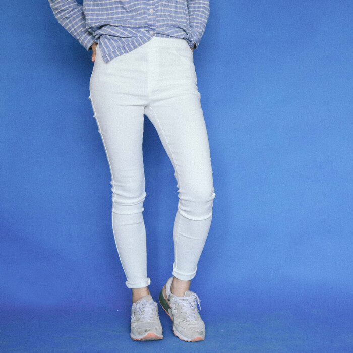 茧笙 秋季 韩版白色休闲小脚裤 弹力修身显瘦打底长裤