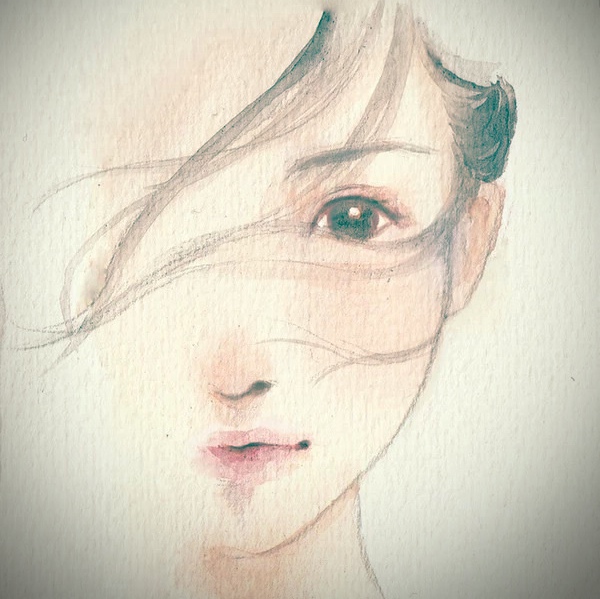 水彩画 女生 头像