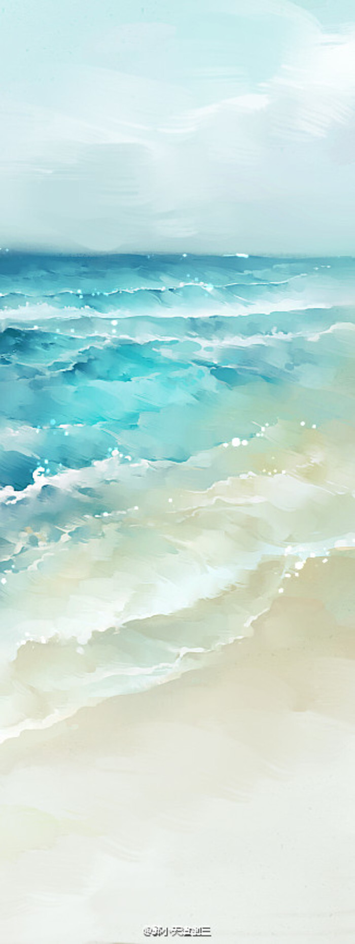 大海水彩简单图片