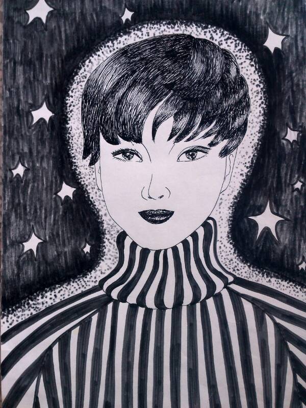 巧手精灵的原创黑白画作品.