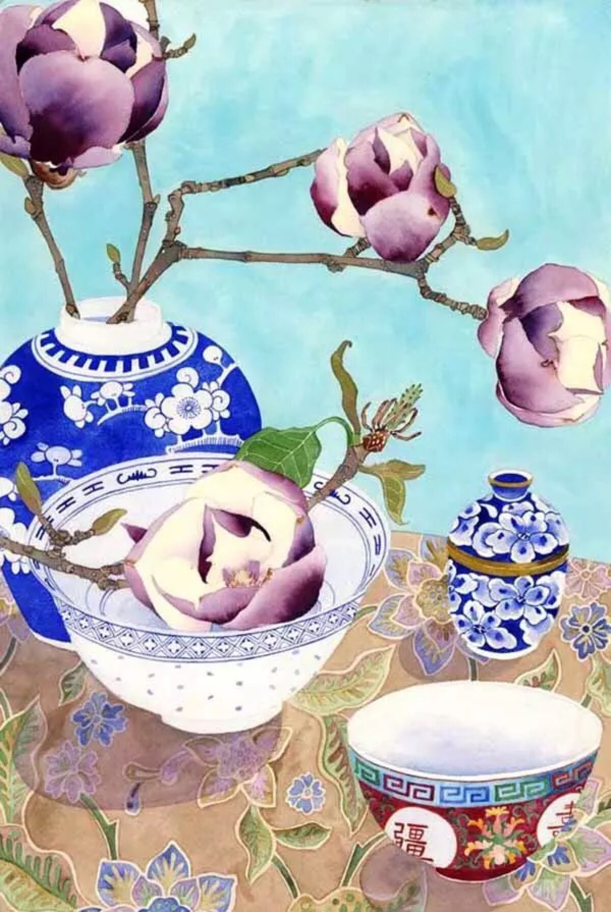 澳大利亚插画师mango frooty 瓷器与鲜花的美好相遇~【mango frooty.