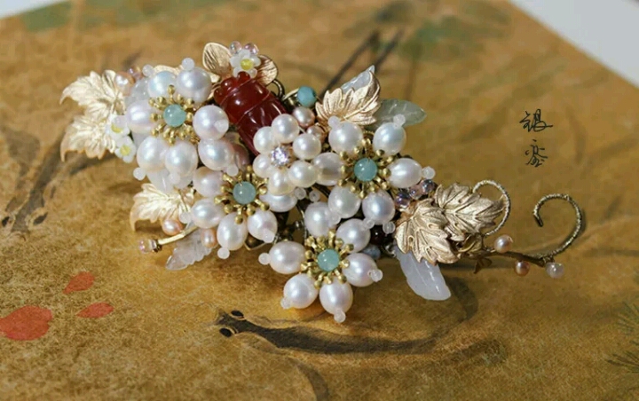 珍珠发簪 盘发 古装 汉服 中国文化