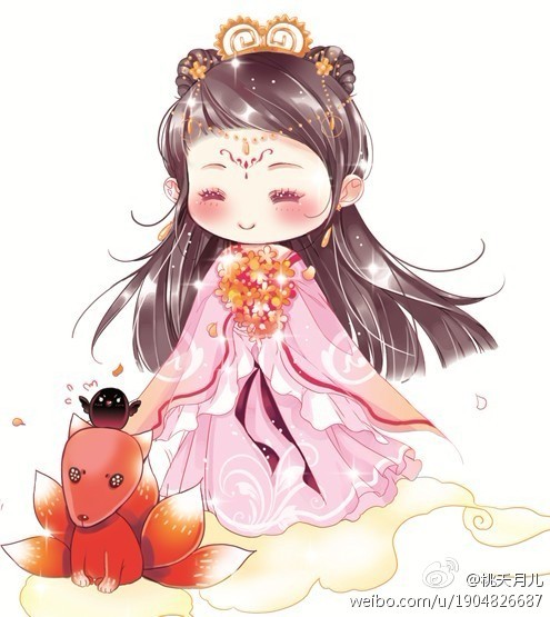 q版 古装 萌 少女 插画