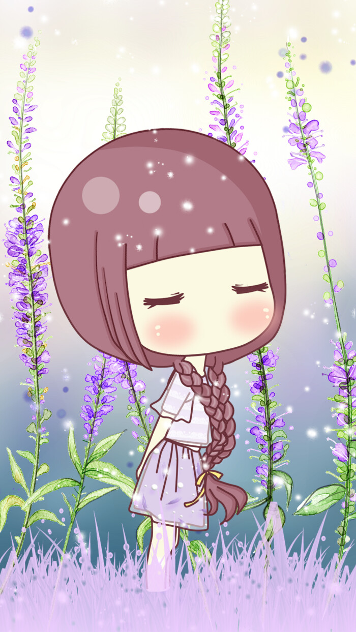 薰衣草# 小琢,卡通,壁纸,头像,手绘,q版,插画,原创,唯美,梦幻,小清新