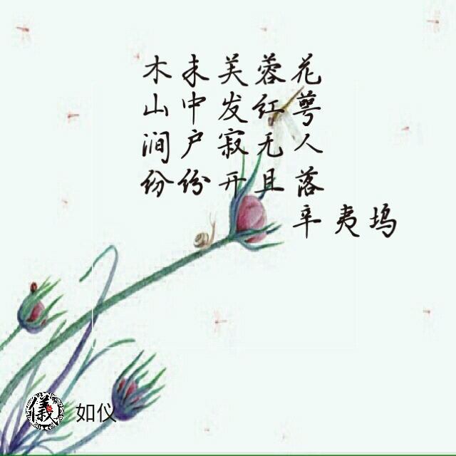 辛夷坞,如仪书法作品