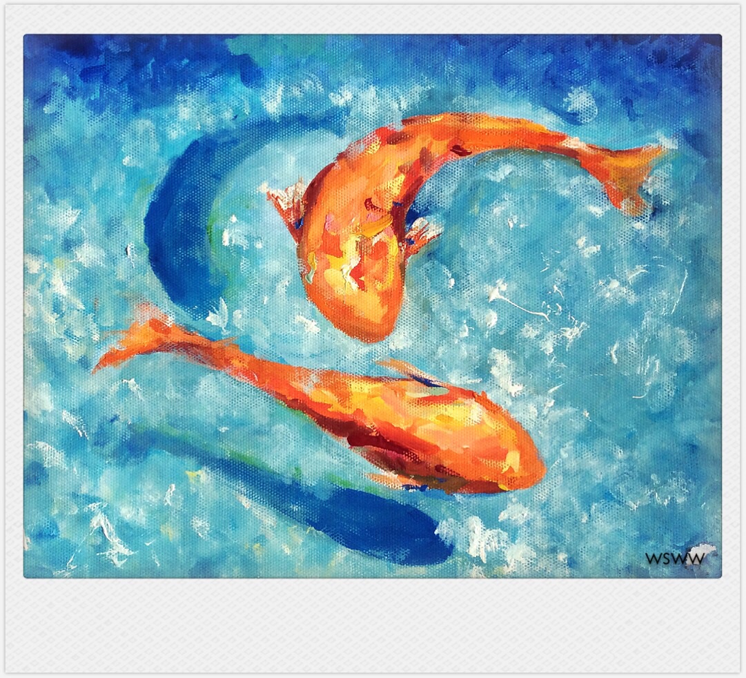 双鱼座, 喜欢空闲的时候画点小画,两条鱼是用水粉画的