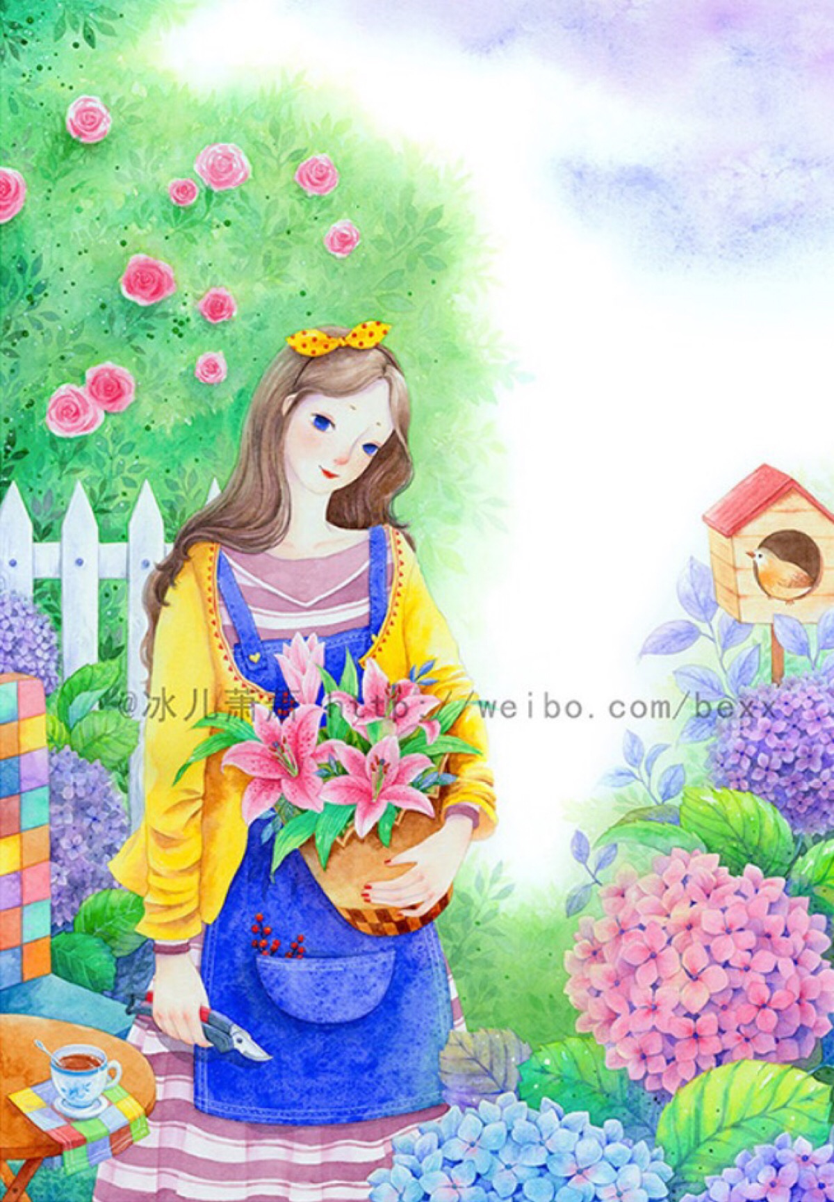 水彩画 女孩 插画 手绘 作者微博by: 冰儿…-堆糖,美好生活研究所