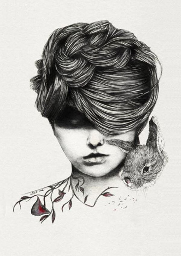 laura cheyenne 插画艺术 颓废 壁纸 黑白